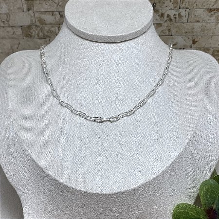 Colar Chocker Elinhos Frisados Semijoia Prata