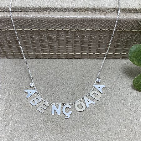Colar Abençoada Semijoia Prata