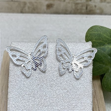 Brinco Borboleta Vazada Semijoia Prata