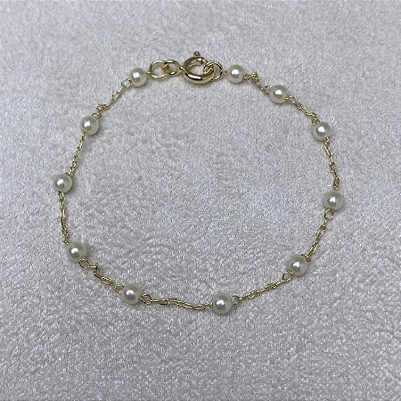 Pulseira Infantil Perolinhas Semijoia Ouro