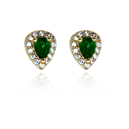 Brinco Kate Esmeralda Semijoia Ouro