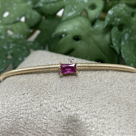 Bracelete Renata Pink Semijoia Ouro
