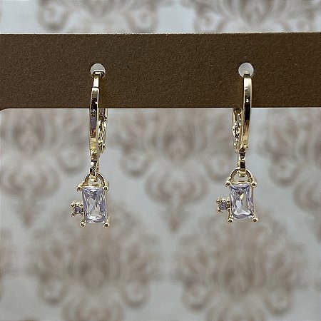 Brinco Renata Cristal Semijoia Ouro
