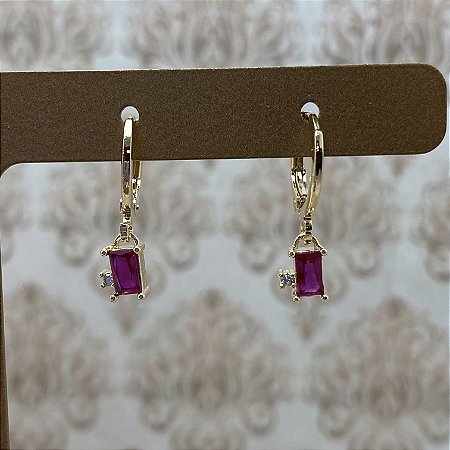 Brinco Renata Pink Semijoia Ouro
