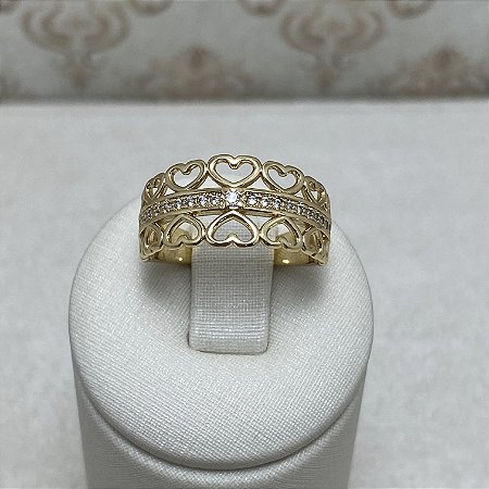 Anel Romantic Semijoia Ouro