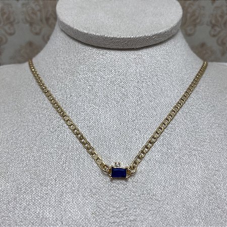 Colar Choker Renata Safira Semijoia Ouro