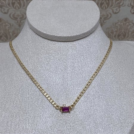 Colar Choker Renata Pink Semijoia Ouro