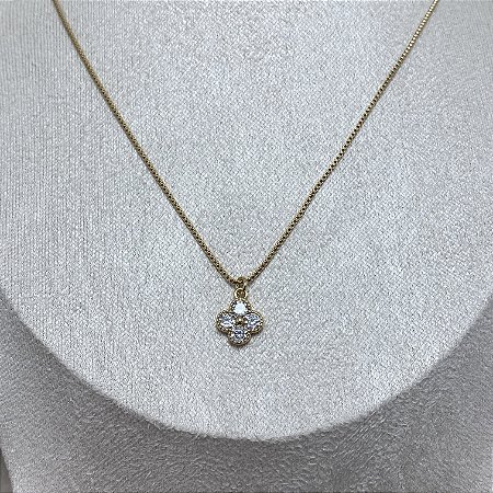 Colar Trevinho Cristal Semijoia Ouro