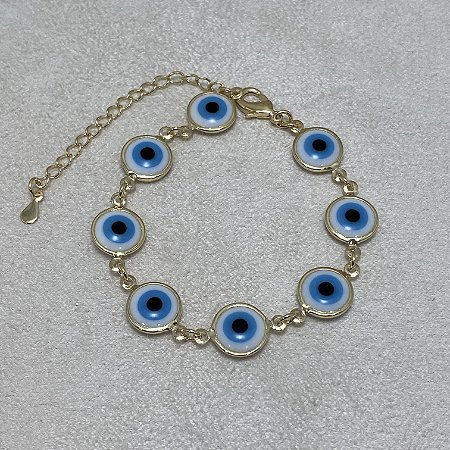 Pulseira Olho Grego Semijoia Ouro