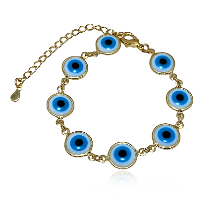 Pulseira Olho Grego Semijoia Ouro