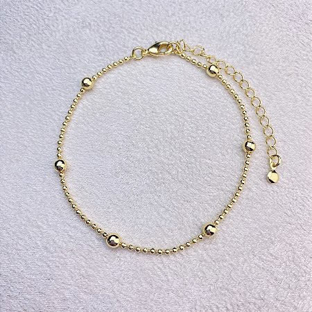 Pulseira Bolinhas Diamante Semijoia Ouro
