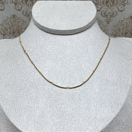Colar Choker Entremeado Semijoia Ouro