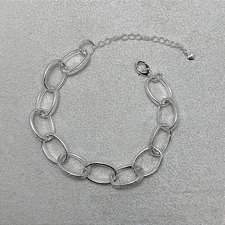 Pulseira Elos Martelados Semijoia Prata