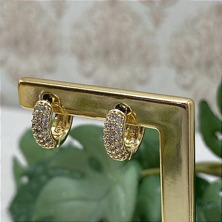 Brinco Argolinha Cravejada 1.0 Semijoia Ouro