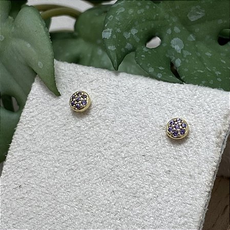 Brinco Xuxinha Ametista Semijoia Ouro