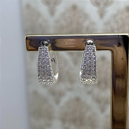 Brinco Argolinha Cravejada Taís Semijoia Prata