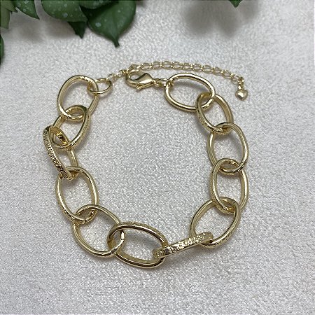 Pulseira Elos Martelados Semijoia Ouro