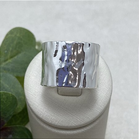 Anel Ajustável Largo Semijoia Prata