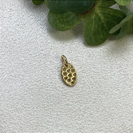 Pingente Placa Corações Semijoia Ouro