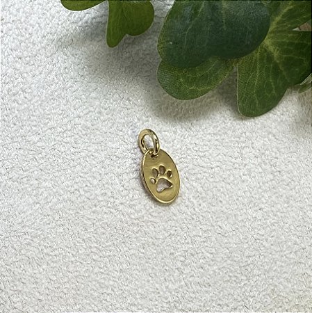 Pingente Placa Patinha Semijoia Ouro