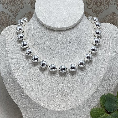 Colar Bolas Semijoia Prata