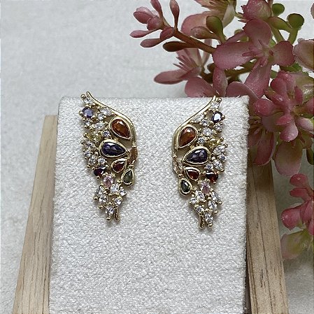 Brinco Borboleta Alada Colors Semijoia Ouro