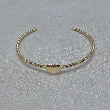 Bracelete Italiano Coração Abaulado Semijoia Ouro