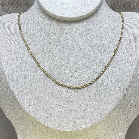 Corrente Baiana Fina 44cm Semijoia Ouro
