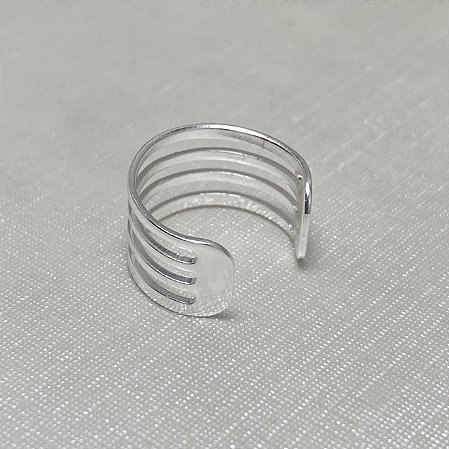 Brinco Falso Piercing 4 Fileiras Lisas Semijoia Prata