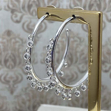 Brinco Argola Pontinhos de Luz Semijoia Prata