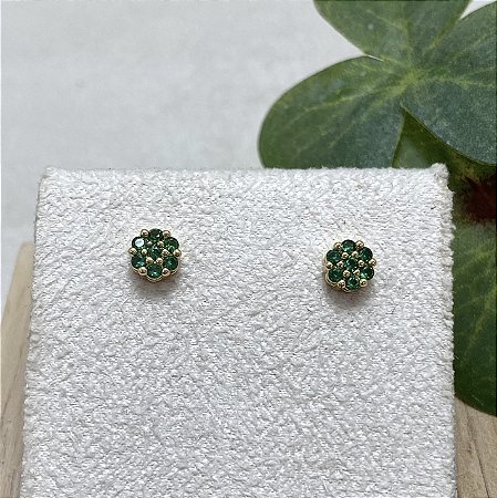 Brinco Pavezinho Esmeralda Semijoia Ouro