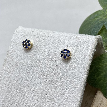 Brinco Pavezinho Safira Semijoia Ouro