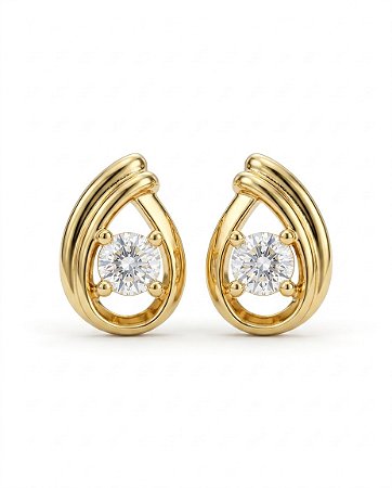 Brinco Gota Linda Semijoia Ouro