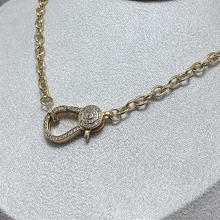 Colar Mosquetão Semijoia Ouro