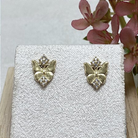 Brinco Borboleta Rainha Semijoia Ouro