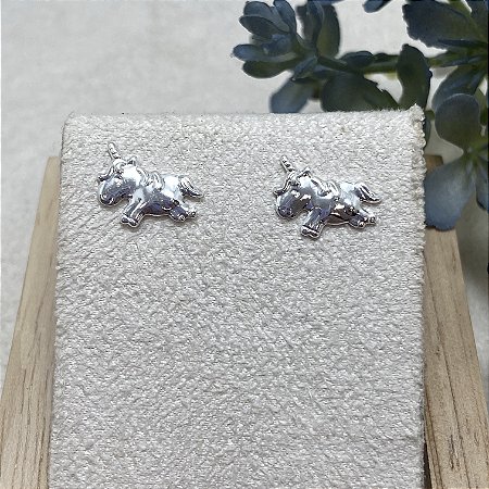 Brinco Unicórnio Semijoia Prata