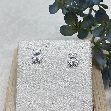 Brinco Infantil Ursinho Semijoia Prata