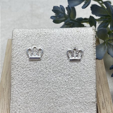 Brinco Coroa Vazada Semijoia Prata