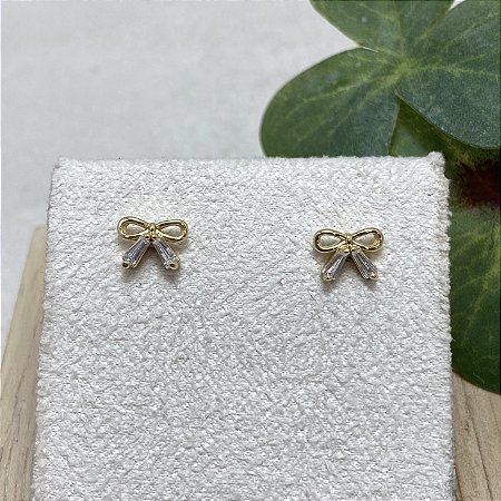 Brinco Lacinho Navete Semijoia Ouro