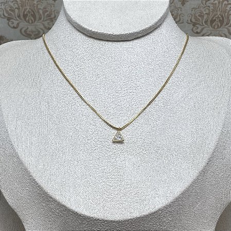Colar Ponto de Luz Triângulo Semijoia Ouro
