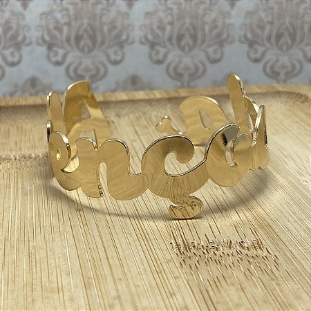 Bracelete Abençoada Maxi Semijoia Ouro