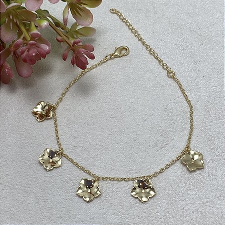 Pulseira Flor Lisa Semijoia Ouro