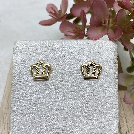 Brinco Coroa Vazada Semijoia Ouro