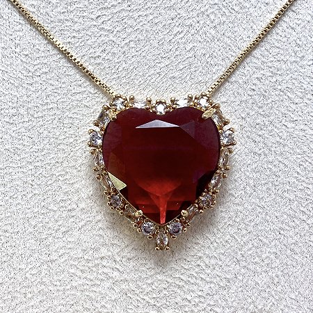 Colar Coração Imperatriz Semijoia Ouro