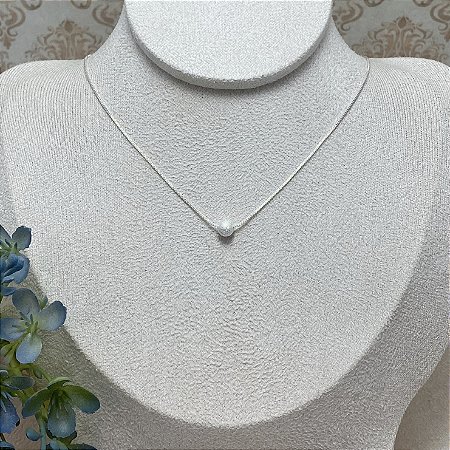 Colar Bolinha Única Semijoia Prata