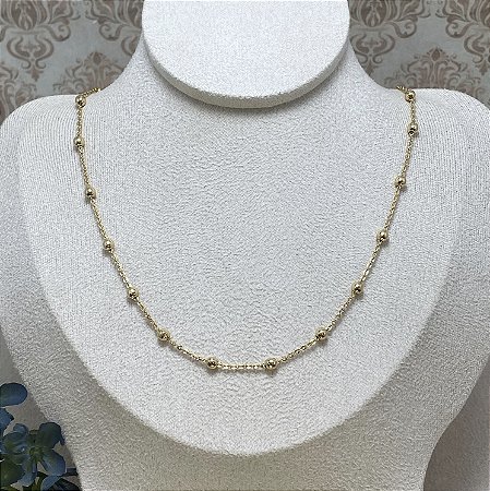 Colar Bolinhas P Semijoia Ouro