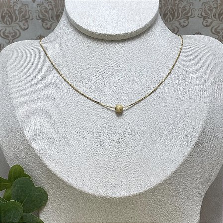 Colar Bolinha Única Semijoia Ouro