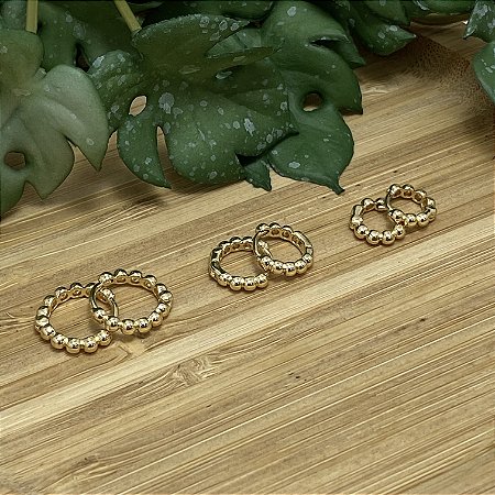 Trio de Argolinhas Bolinhas Semijoia Ouro