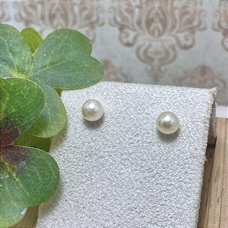 Brinco Pérola 6 Semijoia Ouro