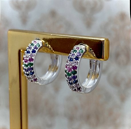 Brinco Argolinha Colors 1.0 Semijoia Prata